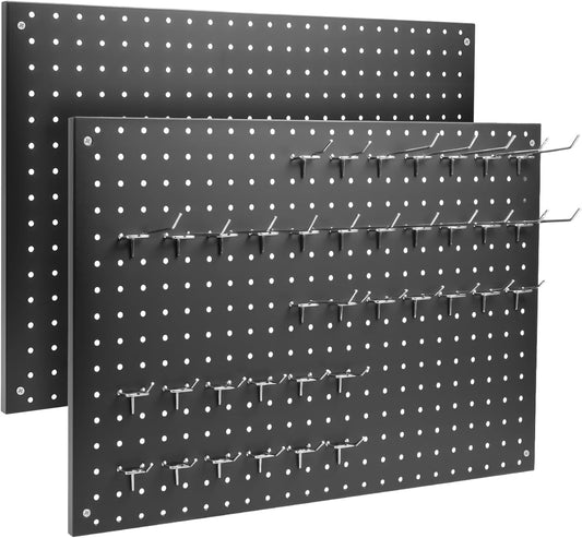 Peg Board, 2 Pack Metal Pegboard Panels Pink Pegboards Wall Organizer with Frame Large Heavy Duty Peg Board with Hooks for Walls Home,Garage Tool Storage,Office Organization,Kitchen 24”×16”