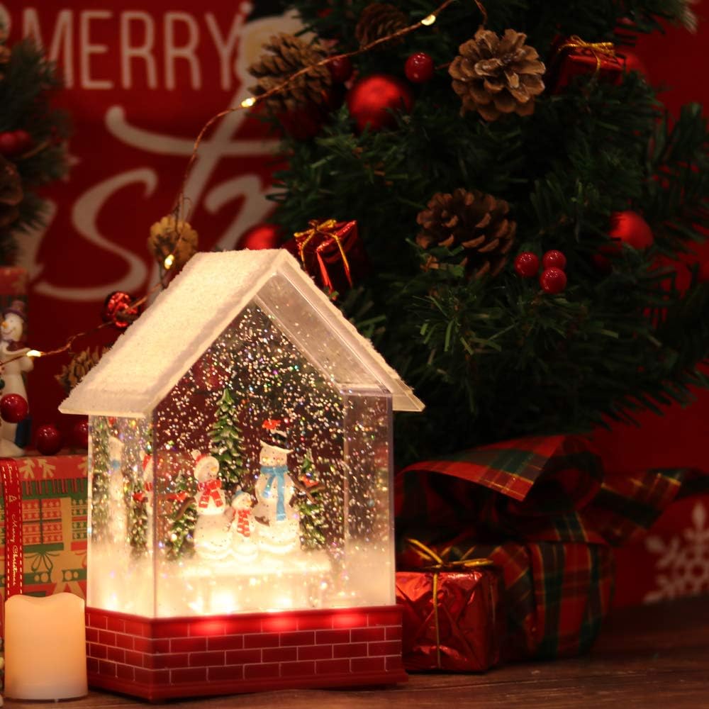 Eldnacele Musical Snow Globe Lantern with Timer, Lighted USB/Battery Operated Swirling Singing Water Glittering Lantern, Snow Globes for Adults and Kids Christmas Decoration- Santa