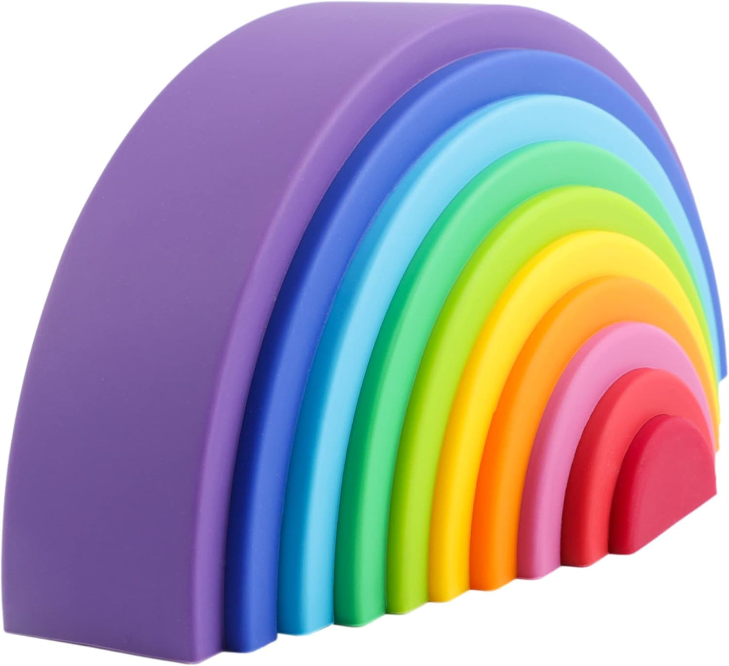BLUE GINKGO Silicone Rainbow Stacker - Montessori Nesting Puzzle | Kids and Toddler | Stacking Sensory Toys - 7 Layers (Pastel)