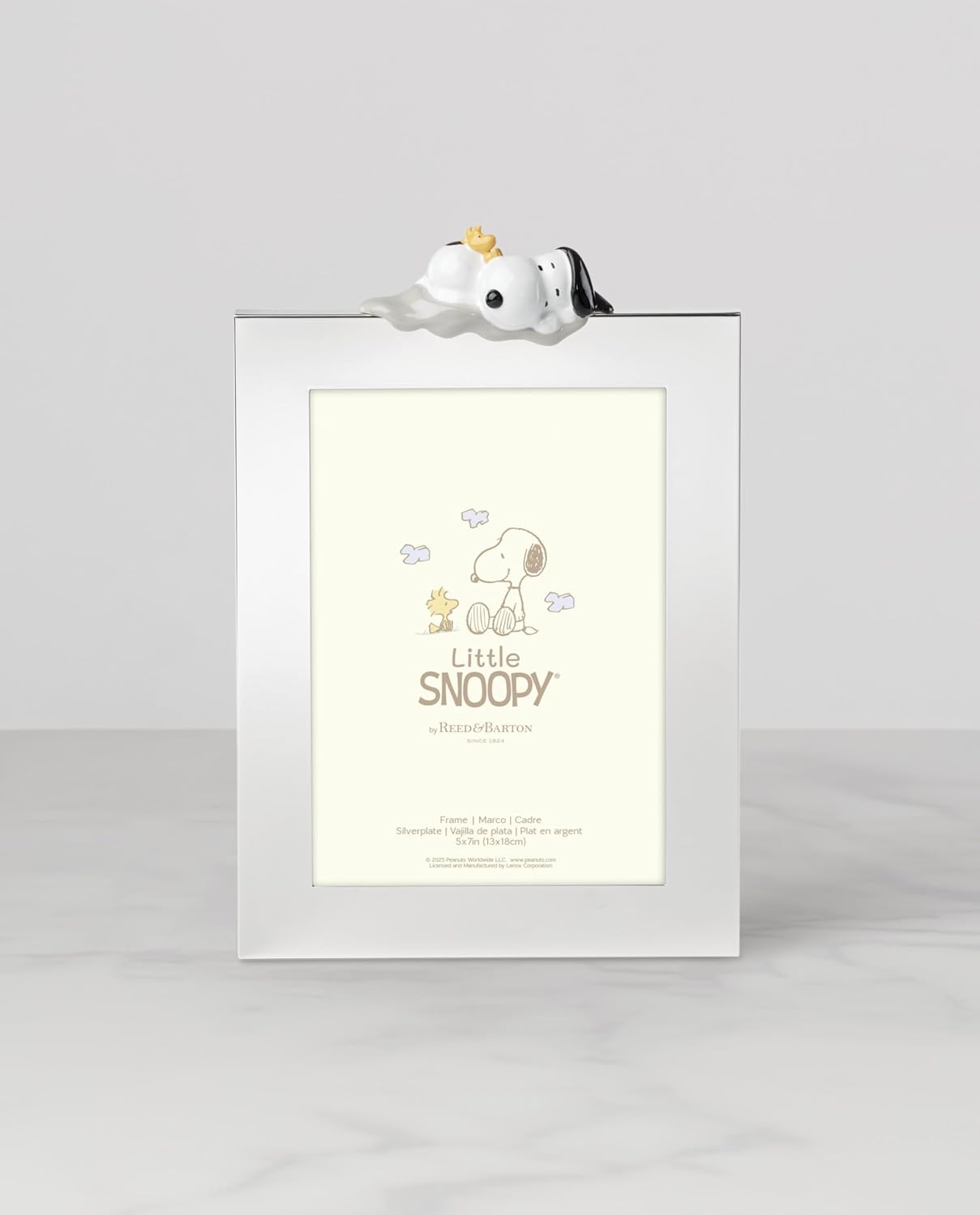 Reed and Barton Home Decor, Little Snoopy Musical Water Globe, Made from Metal & Glass, Room Decor, Plays Rock-A-Bye Baby, Snow Globe, Kids Gift, Decorations, Snoopy Design (Silver & White, 1 Piece)