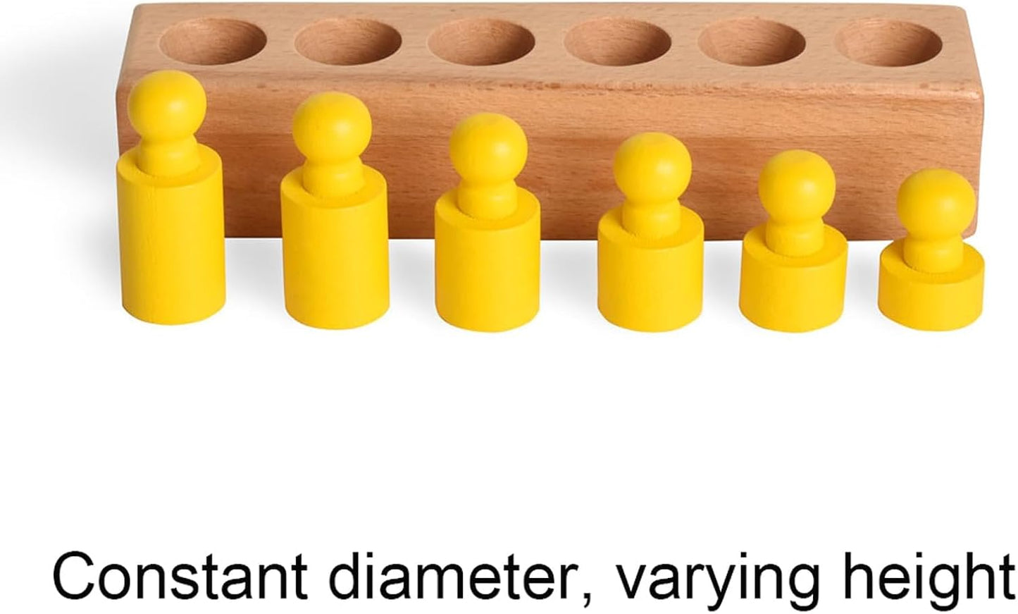 BOHS Montessori Knobbed Cylinders Blocks - 6 Pegs / 6.7 Inches - Colorful Wooden Early Home School Toys - 4pcs Set