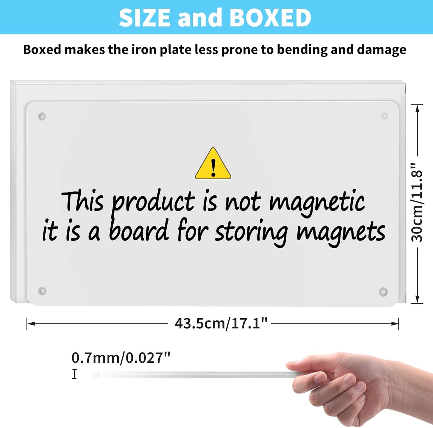 17.7" x 11.8" Black Metal Magnetic Board - Magnet Bulletin Board to Display Magnetic Letters Numbers Animal, Poetry, Spice Jars, Notes, Photos, Suitable for Wall, Refrigerator, Cubicle, Cabinet