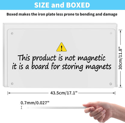 17.7" x 11.8" Black Metal Magnetic Board - Magnet Bulletin Board to Display Magnetic Letters Numbers Animal, Poetry, Spice Jars, Notes, Photos, Suitable for Wall, Refrigerator, Cubicle, Cabinet