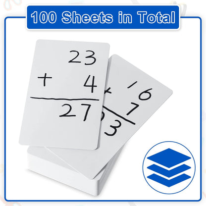 Harloon 100 Pcs Dry Erase Index Cards 3 x 5 Inch Laminated Reusable Dry Erase Note Cards Sheets for Office to Do List(White)