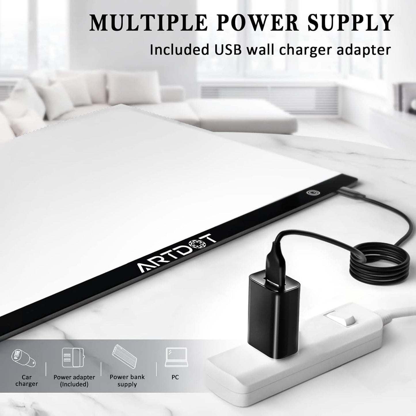 ARTDOT A4 LED Light Pad for Diamond Painting Kits for Adults, USB Powered Adjustable Brightness Diamond Art Light Board with Accessories
