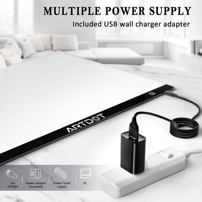 ARTDOT A4 LED Light Pad for Diamond Painting Kits for Adults, USB Powered Adjustable Brightness Diamond Art Light Board with Accessories