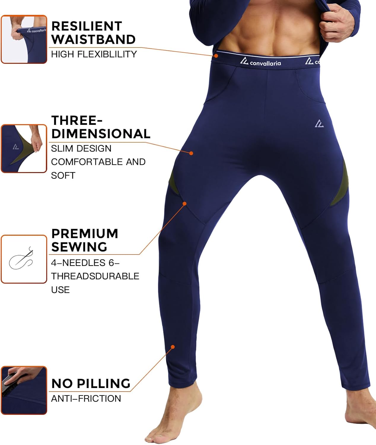 CL convallaria Thermal Underwear Long Johns Set Mens Winter Gift Hunting Gear Sport Base Layer Bottom Top - Colors A