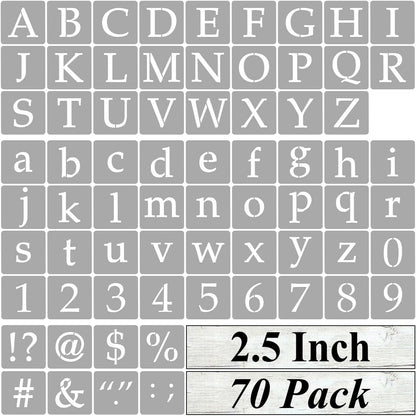 3 Inch Alphabet Letter Stencils for Painting - 70 Pack Letter and Number Stencil Templates with Signs for Painting on Wood, Reusable Letters and Numbers Stencils for Chalkboard Wood Signs & Wall Art