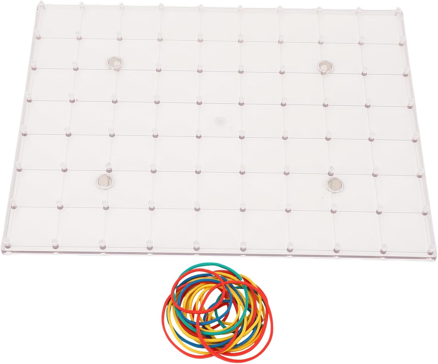 Pssopp Plastic Double Sided Geometry Board, Educational Development 80 Pins Design Multifunctional Rubber Band Peg Board for Kids Students Classroom