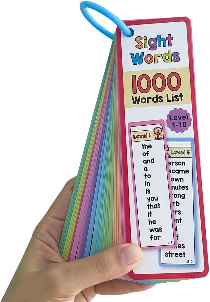 Lachilly 1000 Sight Words Flashcards, Dolch Words List Flash Cards, High Frequency Word Lists, ESL Teaching Materials, Vocabulary Building, Essential Teacher Teaching Aids for Primary School