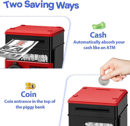Kids Piggy Bank for Girls - Toys for 5 6 7 8 9 10 Year Old Girl Birthday Gifts - Electronic Piggy Bank ATM Machine Money Safe for Kids Toys Age 6-8-10