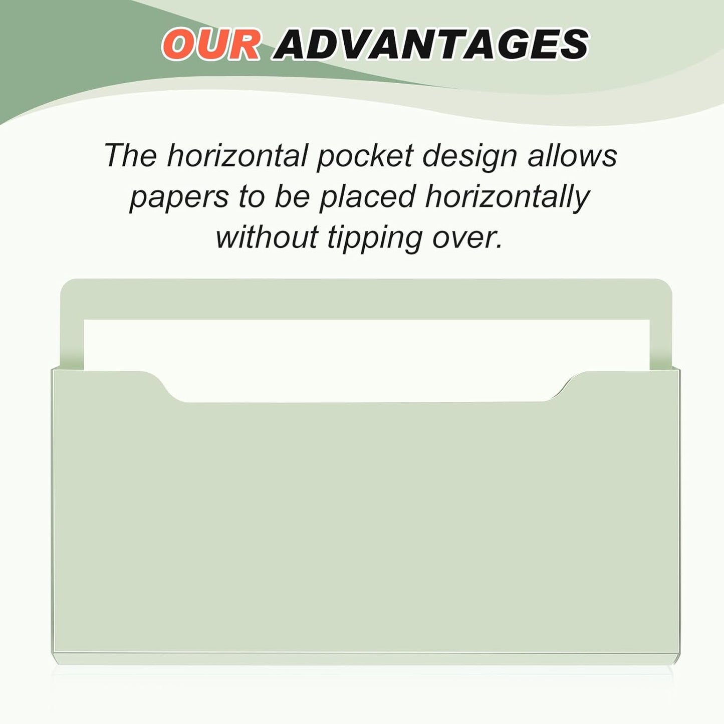 Fuutreo 6 Pcs Magnetic Wall File Organizer Magnetic Wall File Holder Refrigerator Magazine Holder for Mail Letters Paper(Aqua Green,Vertical-large)