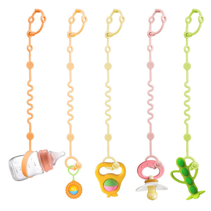 LittleHugs Toy Straps for Baby, 5pcs Adjustable Toy Holder for Stroller Accessories, Silicone Tether Pacifier Clip, No Throw Travel Essential Leash for High Chair, Car Seat (5-Pack)