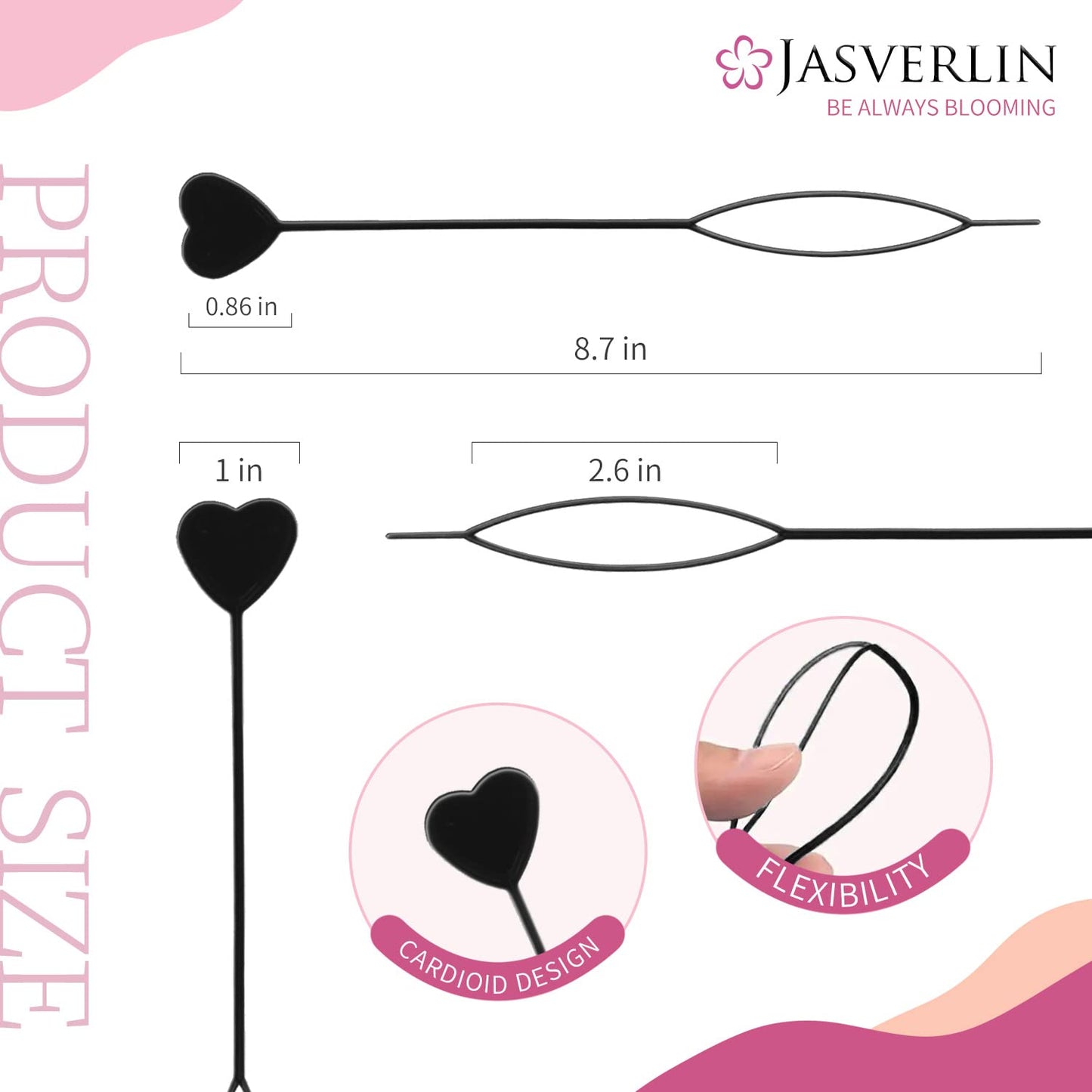 JASVERLIN Hair Beader Tool: Automatic Beads Loader for Braids, Ponytails, and Hair Threading Applicator Set (15 pcs, Black)