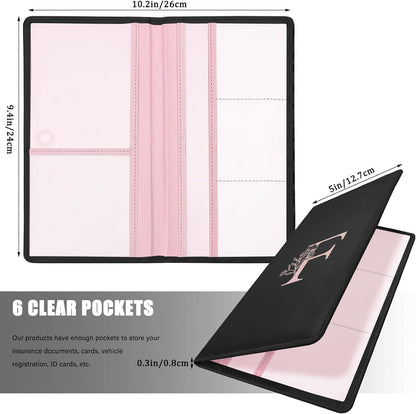 Letter Car Registration and Insurance Holder, with Magnetic Closure for License, Cards and Documents,Vehicle Glove Box Car Organizer, Interior Car Accessories for Women Men (I)