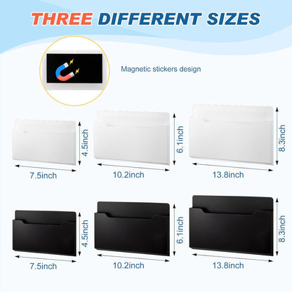 Fuutreo 6 Pcs Magnetic Wall File Organizer Magnetic Wall File Holder Refrigerator Magazine Holder for Mail Letters Paper(Aqua Green,Vertical-large)