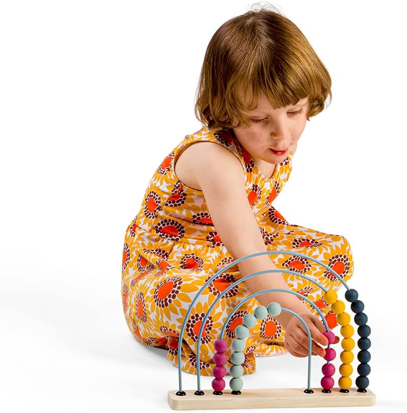 Bigjigs Toys FSC® Certified Rainbow Abacus - Eco Wooden Abacus for Kids & Toddlers, 32 Food-Grade Silicone Beads, Early Development & Activity Toys, Quality Counting Toys