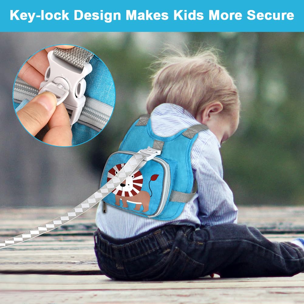 Accmor Toddler Harness Leash + Reflective Anti Lost Wrist Link, Cute Car Kids Back Pack with Hand Strap Collapsible Child Walking Restraint Belt Tether Hold Baby Boys Close for Outdoor Travel