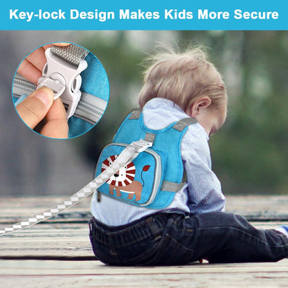 Accmor Toddler Harness Leash + Reflective Anti Lost Wrist Link, Cute Car Kids Back Pack with Hand Strap Collapsible Child Walking Restraint Belt Tether Hold Baby Boys Close for Outdoor Travel