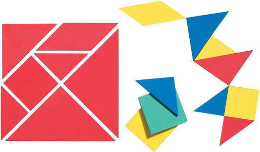 Dowling Magnets Foam Fun! Magnet Tangrams Pieces, Assorted Colors & Sizes (DO-732103)