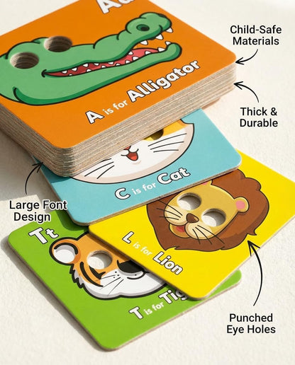 Giant Animal Alphabet Flash Cards - 26 Uppercase & Lowercase Letter Cards - Professional Literacy Tool for Preschool & Kindergarten Learning