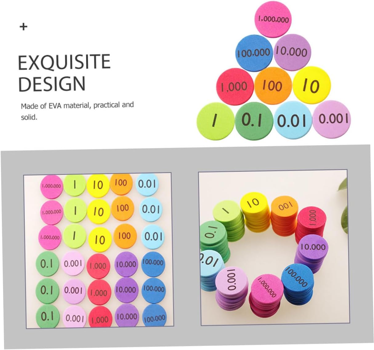 Holibanna 300Pcs Eva Math Value Disks Counting Disks for Early Childhood Education Non Slip Discs for Learning and Family Games