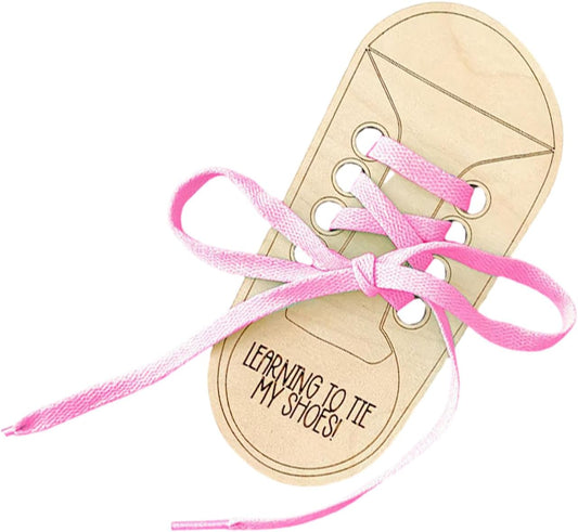 Portable Wooden Lacing Shoe Toy with Colorful Shoelace Tying Practice Board for Parent ' Skill Development Shoe Lace Practice