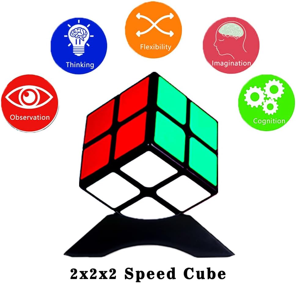 2x2 Speed Cube, Classic 2x2 Cube Puzzles Toy (Black)