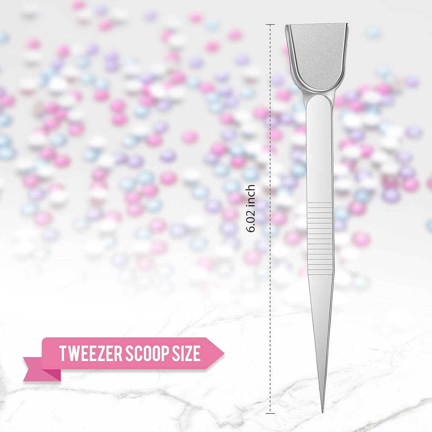 Honoson 5 Pcs Bead Scoop Set Craft Jewelry Bead Diamond Scoop Set Diamond Tweezer with Scoops and Mini Shovel Handy for Pearls Gemstones Rhinestones Pick up Sorting Tools Supplies