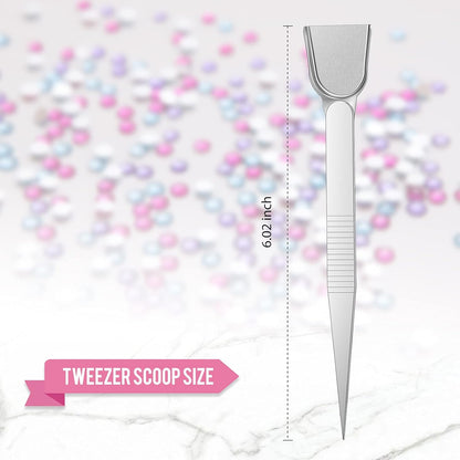 Honoson 5 Pcs Bead Scoop Set Craft Jewelry Bead Diamond Scoop Set Diamond Tweezer with Scoops and Mini Shovel Handy for Pearls Gemstones Rhinestones Pick up Sorting Tools Supplies