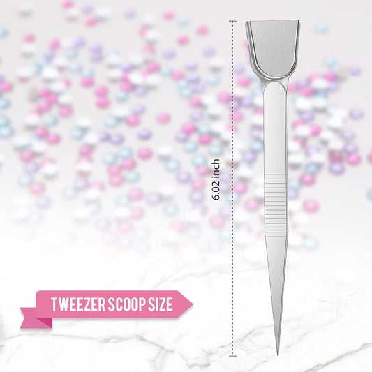 Honoson 5 Pcs Bead Scoop Set Craft Jewelry Bead Diamond Scoop Set Diamond Tweezer with Scoops and Mini Shovel Handy for Pearls Gemstones Rhinestones Pick up Sorting Tools Supplies