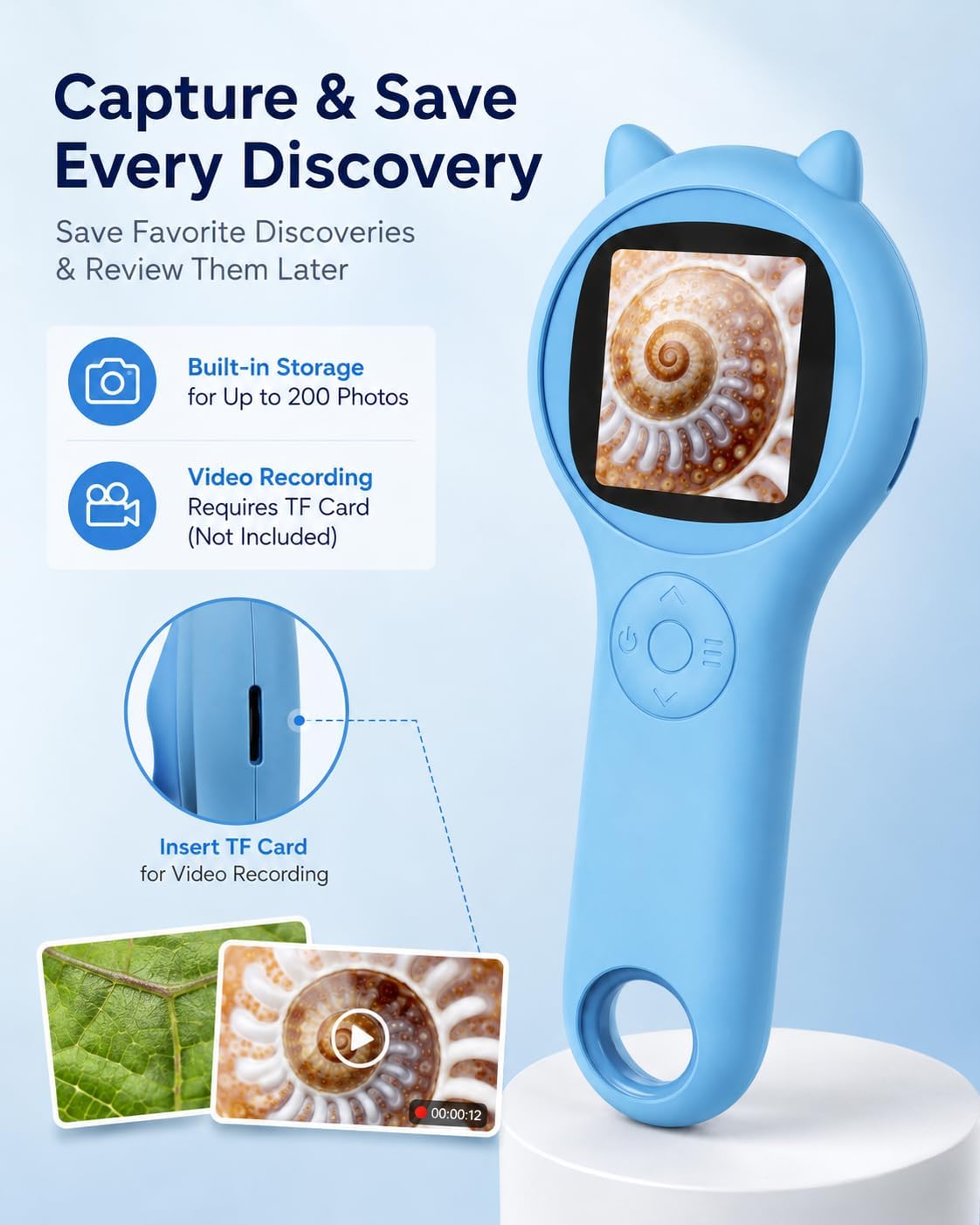 Microscope for Kids - Electronic Handheld Magnifying Glass for Children-STEM Outdoor Science Kit for Summer Travel & Camping Toy,Birthday Gifts Toys for 5-8 9-12 Year Old Girls（Purple）