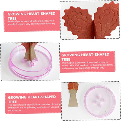Vaguelly 2sets Valentine's Day Love Tree Toys Heart Shaped Crystals Growing Kit DIY Paper Tree Ornaments for Boys and Girls