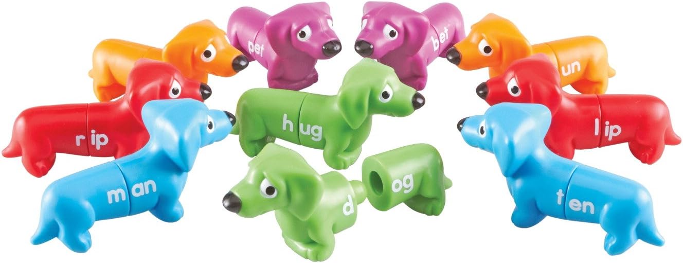 Learning Resources Snap-N-Learn Rhyming Pups Toy - Phonics, Letter Game, Toddler Color Recognition, Montessori Preschool Activities, Matching Set, Fine Motor Skills, Gifts for Boys and Girls