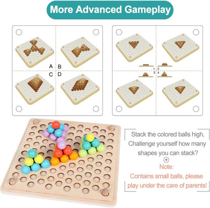 Kids Wooden Toy, Children's Toys for 3 Years Old, Montessori Board, Fine Motor Early Education Color Recognition Chopsticks Clip Beads Hands Brain Training