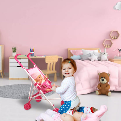 Anivia Stroller Toy Collection Doll Stroller Baby Doll Accessories for Toddlers 1-3Heart Design Gifts for Toddlers and Girls Toy Stroller