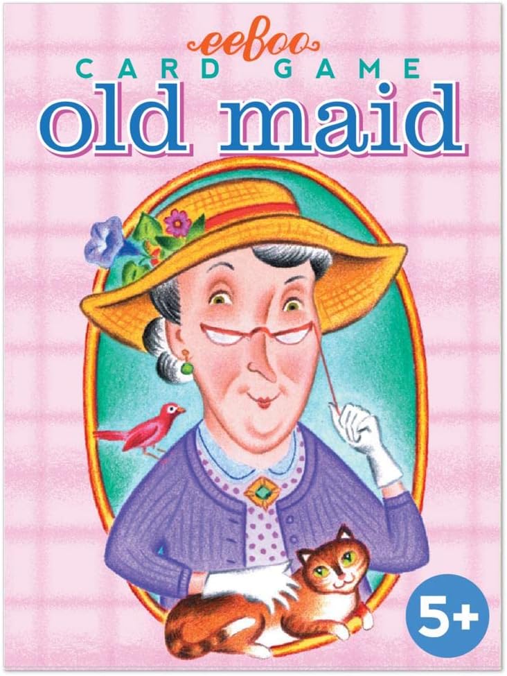 eeBoo Old Maid Playing Card Game - 50 Career Themed Cards, Classic Matching Card Game, Durable Oversized Cards, Screen-Free Fun, Ages 5+