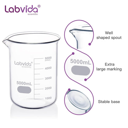 12pcs 50ml Upgrated Thick Glass Beakers, Shot Glass Beaker set, 3.3 Boro Griffin Low Form, Double Scale, LVA003
