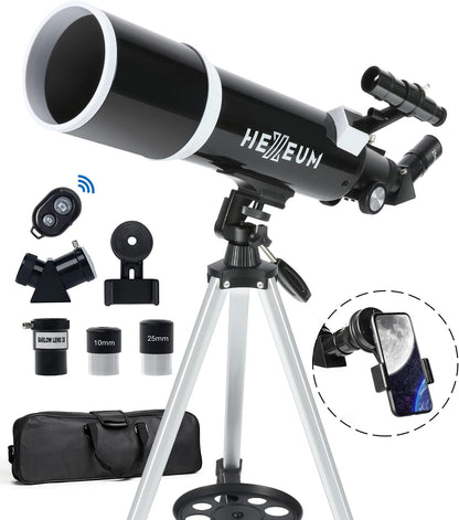 Koolpte Telescope 80mm Aperture 600mm - Astronomical Portable Refracting Telescope Fully Multi-Coated High Transmission Coatings AZ Mount with Tripod Phone Adapter, Wireless Control, Carrying Bag.