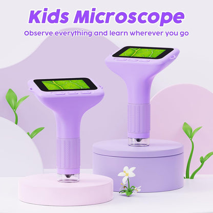 1000X Handheld Digital Kids Microscope with 3.0" IPS Screen, USB-Powered STEM Educational Science Toy with 8 LED Lights & Photo/Video Capture, Portable Learning Gift for Boys & Girls(White)