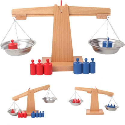 Balance Scale Toy, Balance Scale for Kids, Wooden Colorful Teaching Interactive Math Toy for Classroom Project Aids