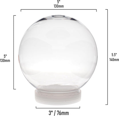 Creative Hobbies 5 Inch (130mm) DIY Snow Globe Water Globe - Clear Plastic with Screw Off Cap | Perfect for DIY Crafts and Customization