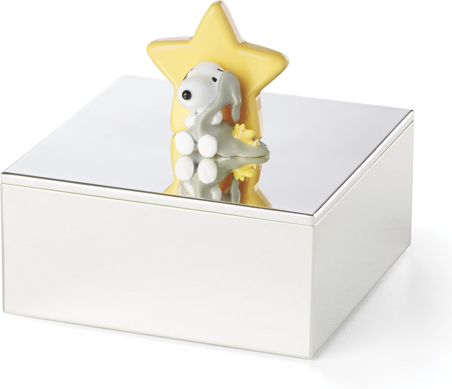 Reed and Barton Home Decor, Little Snoopy Musical Water Globe, Made from Metal & Glass, Room Decor, Plays Rock-A-Bye Baby, Snow Globe, Kids Gift, Decorations, Snoopy Design (Silver & White, 1 Piece)