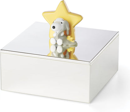 Reed and Barton Home Decor, Little Snoopy Musical Water Globe, Made from Metal & Glass, Room Decor, Plays Rock-A-Bye Baby, Snow Globe, Kids Gift, Decorations, Snoopy Design (Silver & White, 1 Piece)