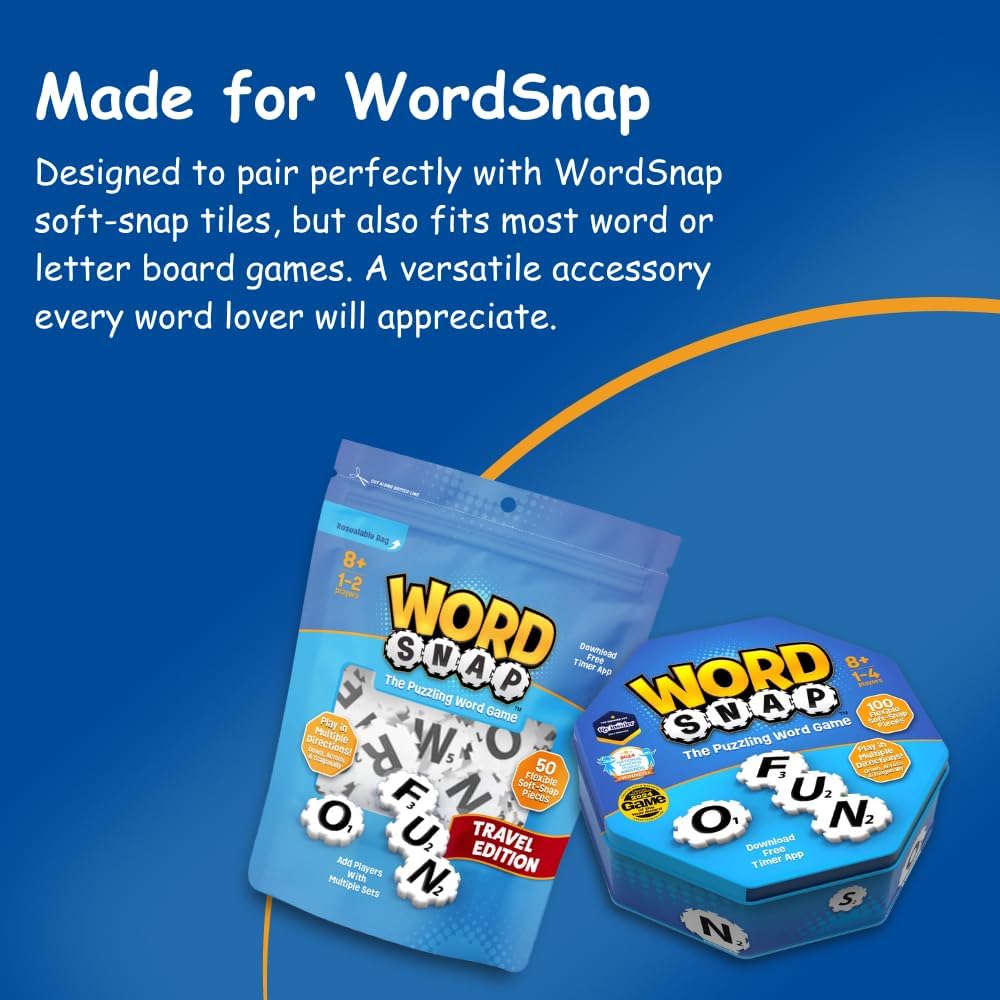 Word Strategy Game with Travel Bag, Word Puzzle for Adults, Family, and Kids, Fun Game for Ages 8+, 1-4 Players