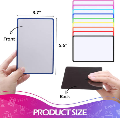 54 Pack Magnetic Blank Cards - Large Dry Erase Magnets, Multipurpose Erasable Labels - 5.6 x 3.7 Inch (Color Borders)