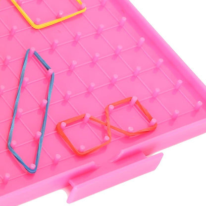 Yosoo 4Pcs Nail Board Toy Pegboard Teaching Aids Math Learning Tool with Rubber Bands for Kids Educational Toys Classroom Homeschool