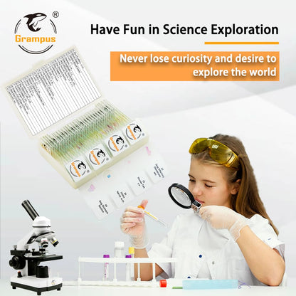 30 Prepared Microscope Slides with Specimens for Kids Students - Plants, for Biological Science Lab, Children's Science Education, Homeschooling Use