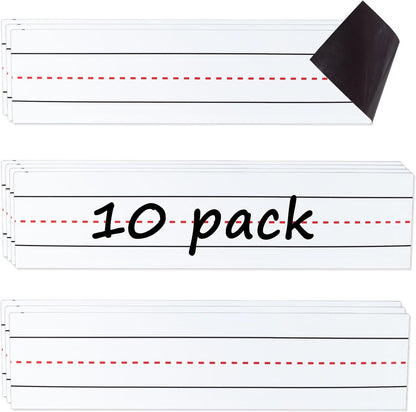 Dry Erasable Magnets Sentence Strips,Lined Erase Magnetic Tape 12x3 inches,10 Pack Teacher Must Haves for Classroom