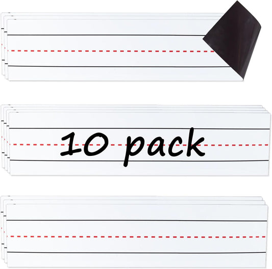 Dry Erasable Magnets Sentence Strips,Lined Erase Magnetic Tape 12x3 inches,10 Pack Teacher Must Haves for Classroom